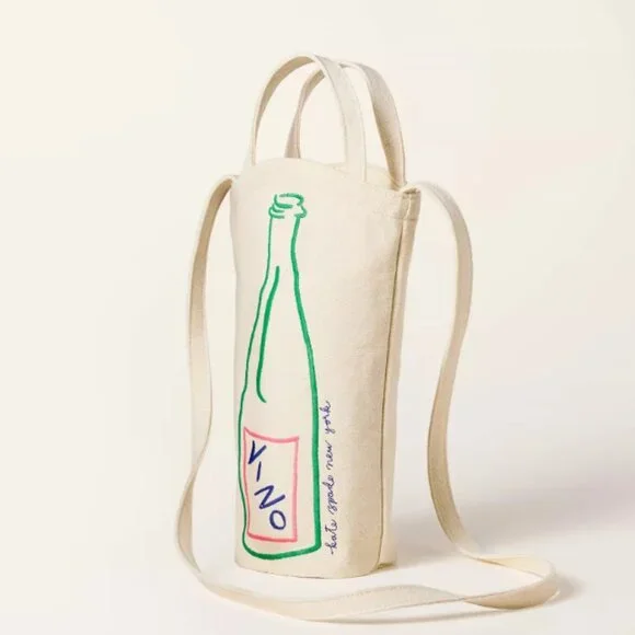 Kate Spade x Target Wine Embroidered Canvas Tote Bag - Picture 2 of 6